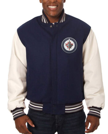 Winnipeg Jets Blue and White Varsity Two-Tone Jacket - Modajacket