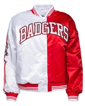 Wisconsin Badgers Red and White Satin Jacket - Modajacket