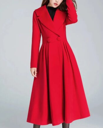 Women 1950s Princess Maxi Wool Coat - Modajacket