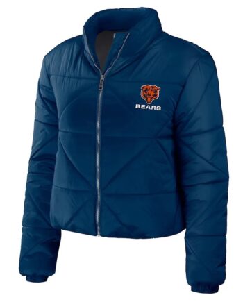 Women Chicago Bears Puffer Cropped Jacket - Modajacket