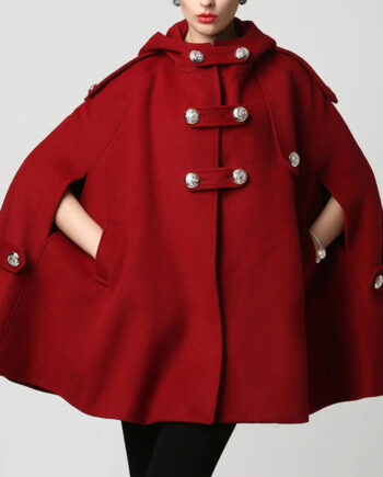Women Classic Wool Hooded Cape - Modajacket