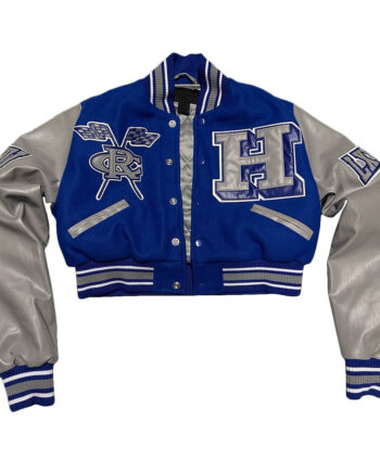 Women Hampton University Royal and Gray Varsity Jacket - Modajacket