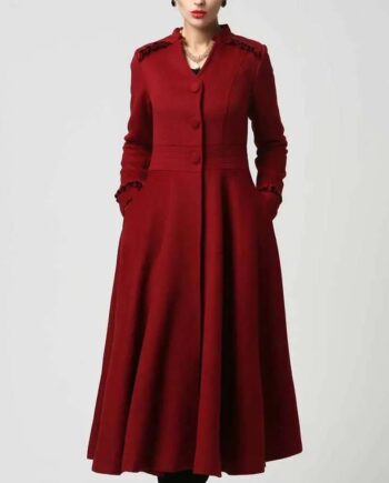Women Long Wool Ruffle Coat - Modajacket