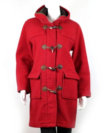 Womens Red Duffle Hooded Coat - Modajacket