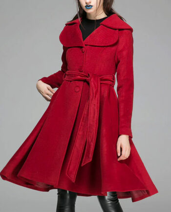 Women Feminine Swing Fit & Flare Wool Coat - Modajacket