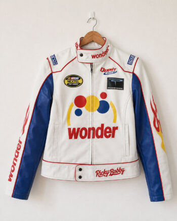 Women Ricky Bobby Wonder Racing Costume Leather Jacket