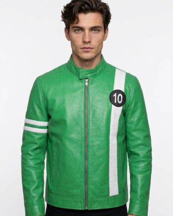 Ben 10 Alien Force Green Sheepskin Leather Jacket