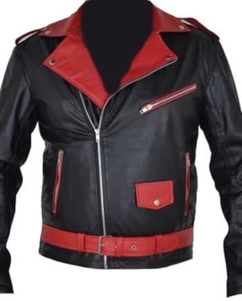 Classyak Men's Black and Red Real Leather Jacket