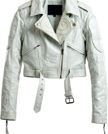 Women’s Short Motorcycle Genuine Leather Jacket with Spiral Back