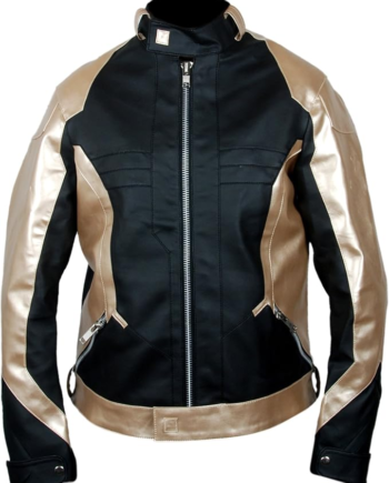 F&H Men's Golden Gaming Soldier Genuine Leather Jacket