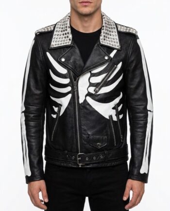 Amiri Bone Black Real Leather Jacket