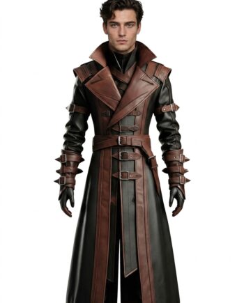 Men’s Handmade Leather Steampunk Assassin Trench Coat