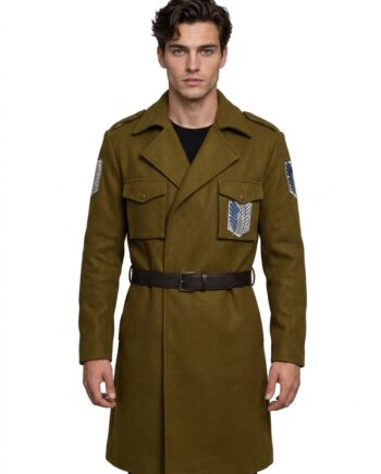 Attack on Titan Eren Jaeger Survey Corps Green Wool Coat