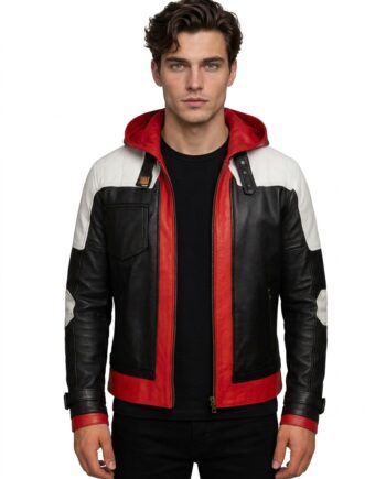 Batman Arkham Knight Red Hood Leather Jacket with Hoodie