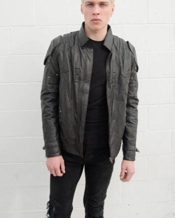 Mens Transformers Black Armor Leather Costume Jacket