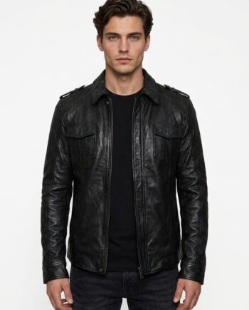 Men’s Black Draco Nero Genuine Leather Shirt