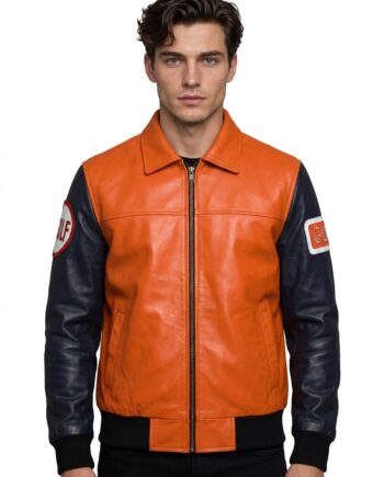 Dragon Ball Z Goku 59 Black and Orange Leather Jacket