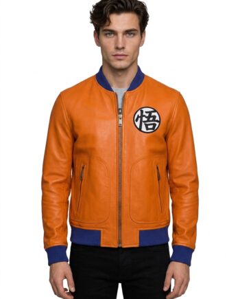 Dragon Ball Z Goku Orange Bomber Leather Jacket