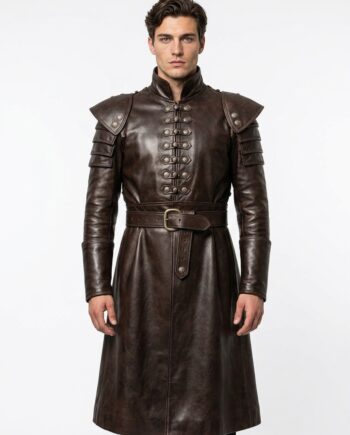 Men’s Brown Leather Medieval Armor Coat | LARP Cosplay Trench