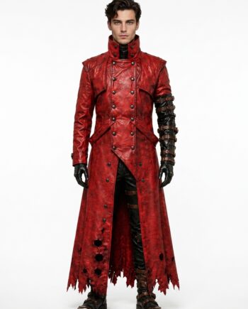 Vash The Stampede Red Gothic Leather Trench Coat Cosplay Costume