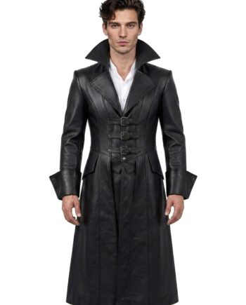 Men's Gothic Vampire King Leather Costume | Halloween Renaissance Coat