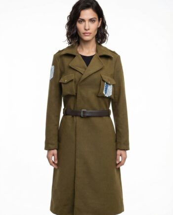 Handmade Eren Yeager Scouts Regiment Green Wool Cosplay Coat