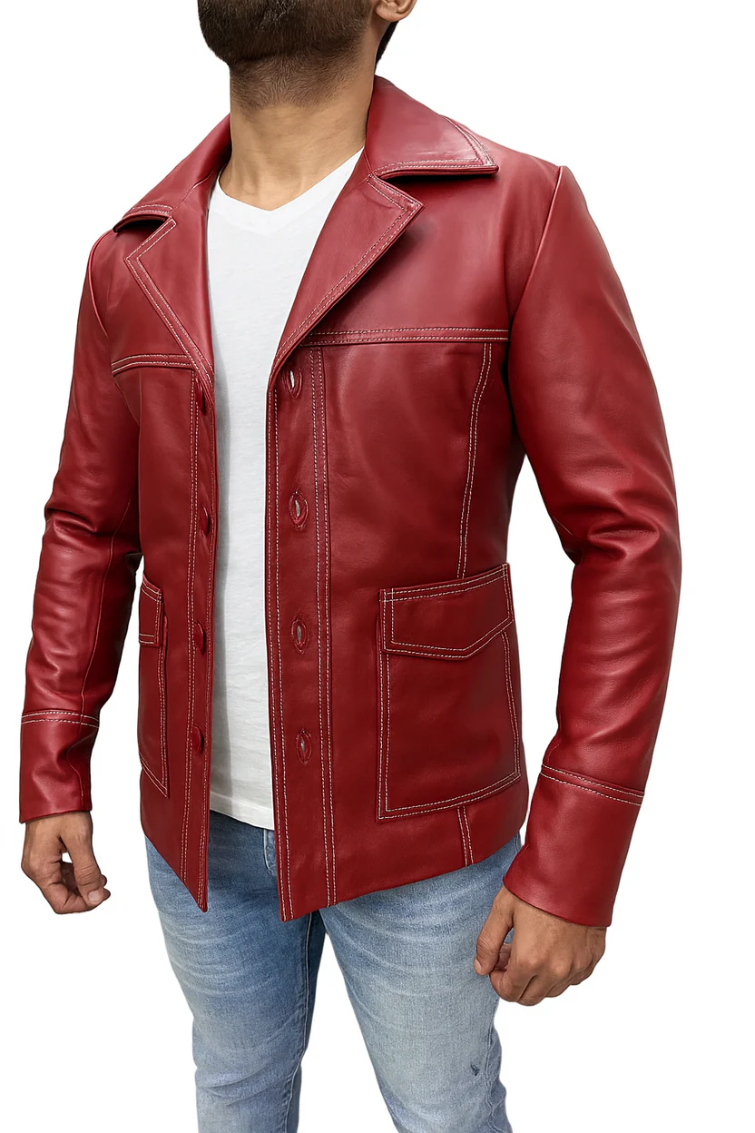 Fight Club Tyler Durden Brad Pitt Real Leather Jacket