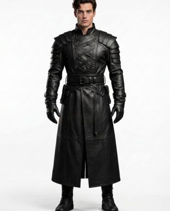 Leather Warrior Trench Coat – Genuine Sheepskin LARP Cosplay Costume