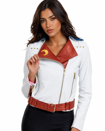 Women’s Sailor Moon White Leather Jacket