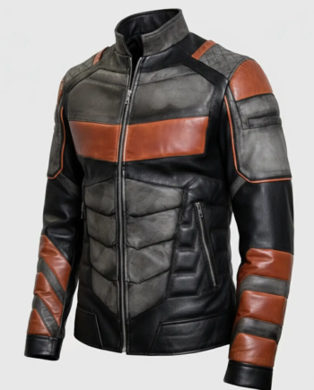 Deathstroke Black and Orange Armored Leather Jacket