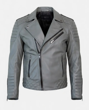 Men’s Gray Motorcycle Leather Jacket