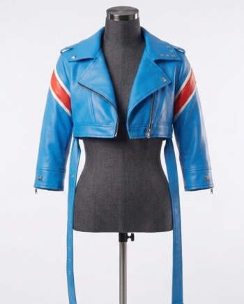 Cammy White SF6 Blue Cropped Leather Cosplay Jacket