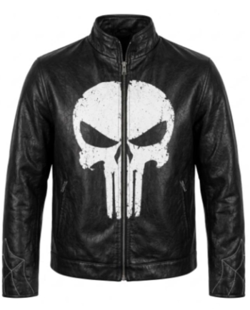 Men's Real Leather Punisher Skull Biker Jacket