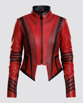 Red Leather Scarlet Witch Jacket Marvel Inspired Cosplay