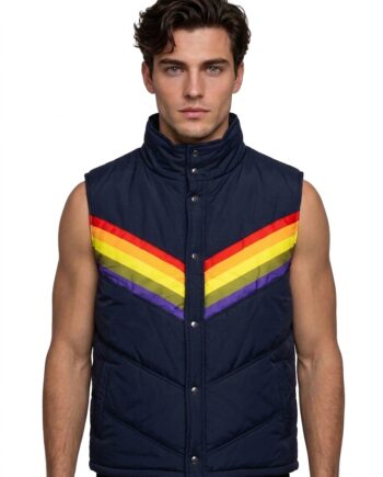 70s Mens Blue Puffer Vest