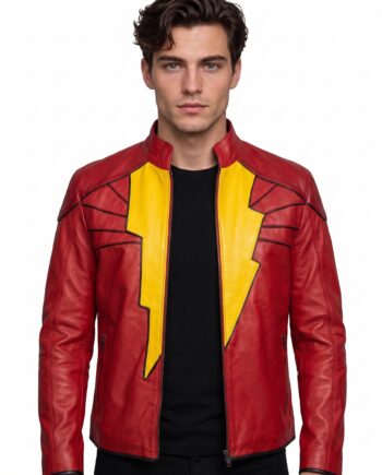 Captain Marvel Shazam Red Leather Jacket