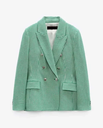 Emily In Paris S02 Emily Cooper Green Houndstooth Blazer