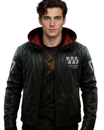 Ghostrunner Cyberpunk Ninja Black Hooded Jacket Leather