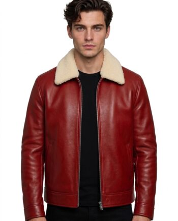 Men’s Red Shearling Leather Jacket Christmas 2026 Edition