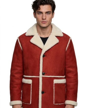 Men’s Red Shearling Santa Inspired Christmas Jacket