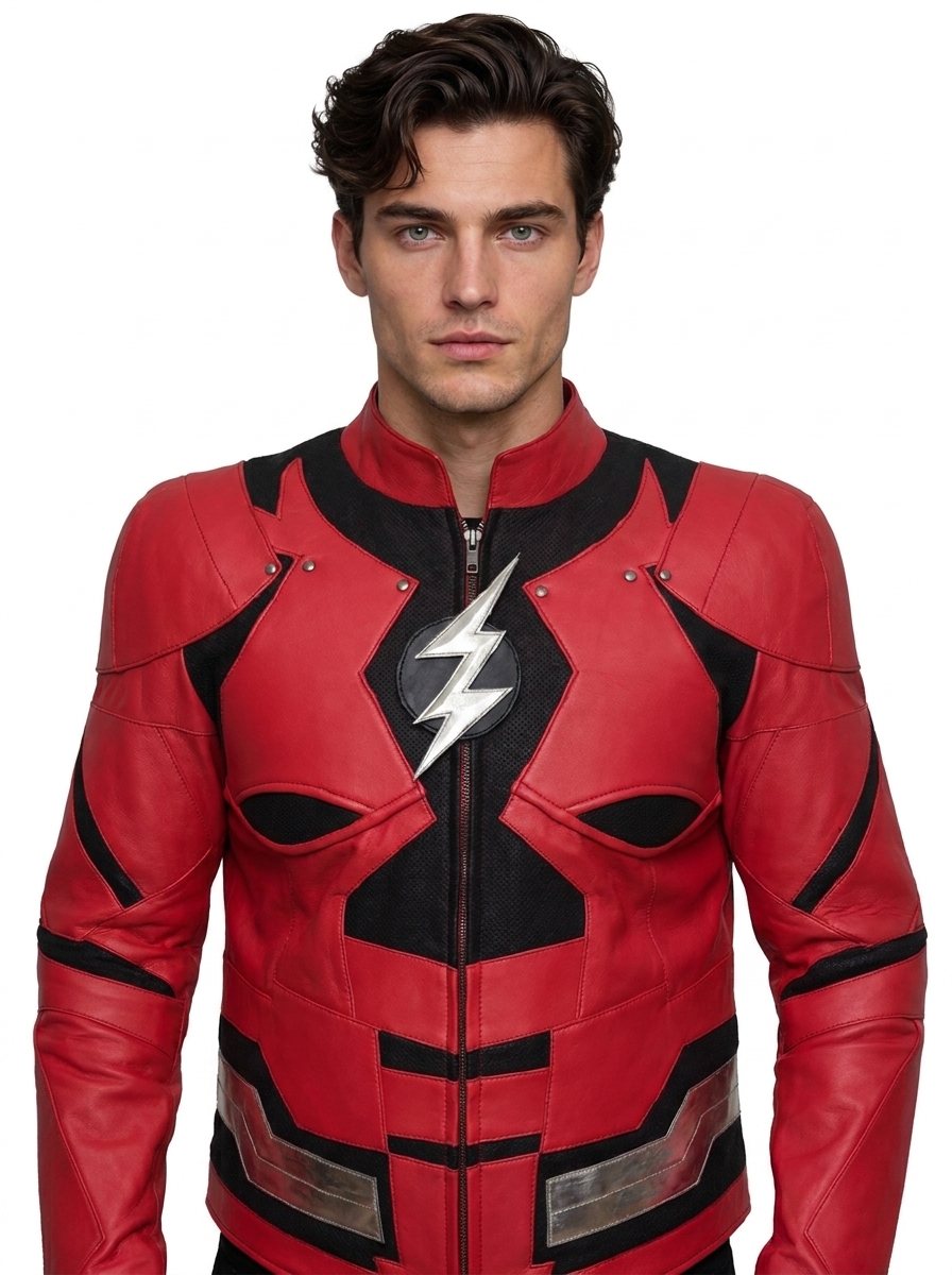The Flash Justice League Ezra Miller Red Leather Jacket 1 The Flash Justice League Ezra Miller Red Leather Jacket