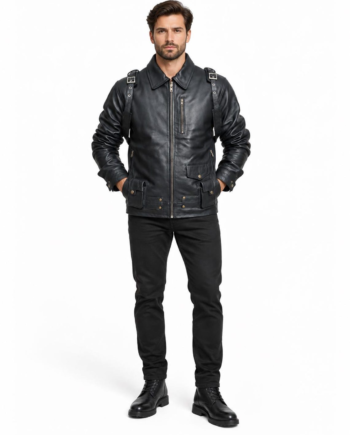 Thunderbolts Black Leather Jackets Stan Black Bucky B Jacket with Holster