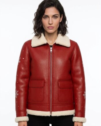 Women’s Red Shearling Jacket