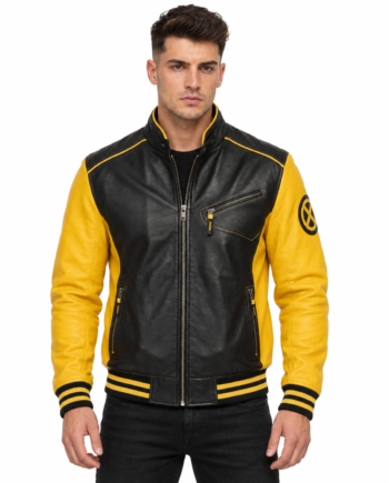 90s Wolve Black Yellow Cosplay Leather Jacket