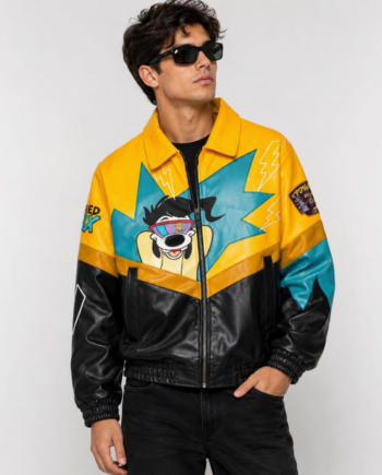 A Goofy Movie Max Shoe Palace Yellow Bomber Leather Jacket