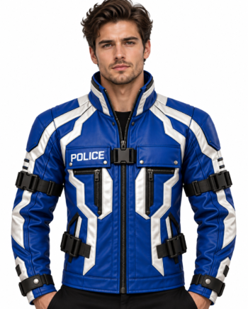 Akira Howard Blue Police Cosplay Leather Jacket