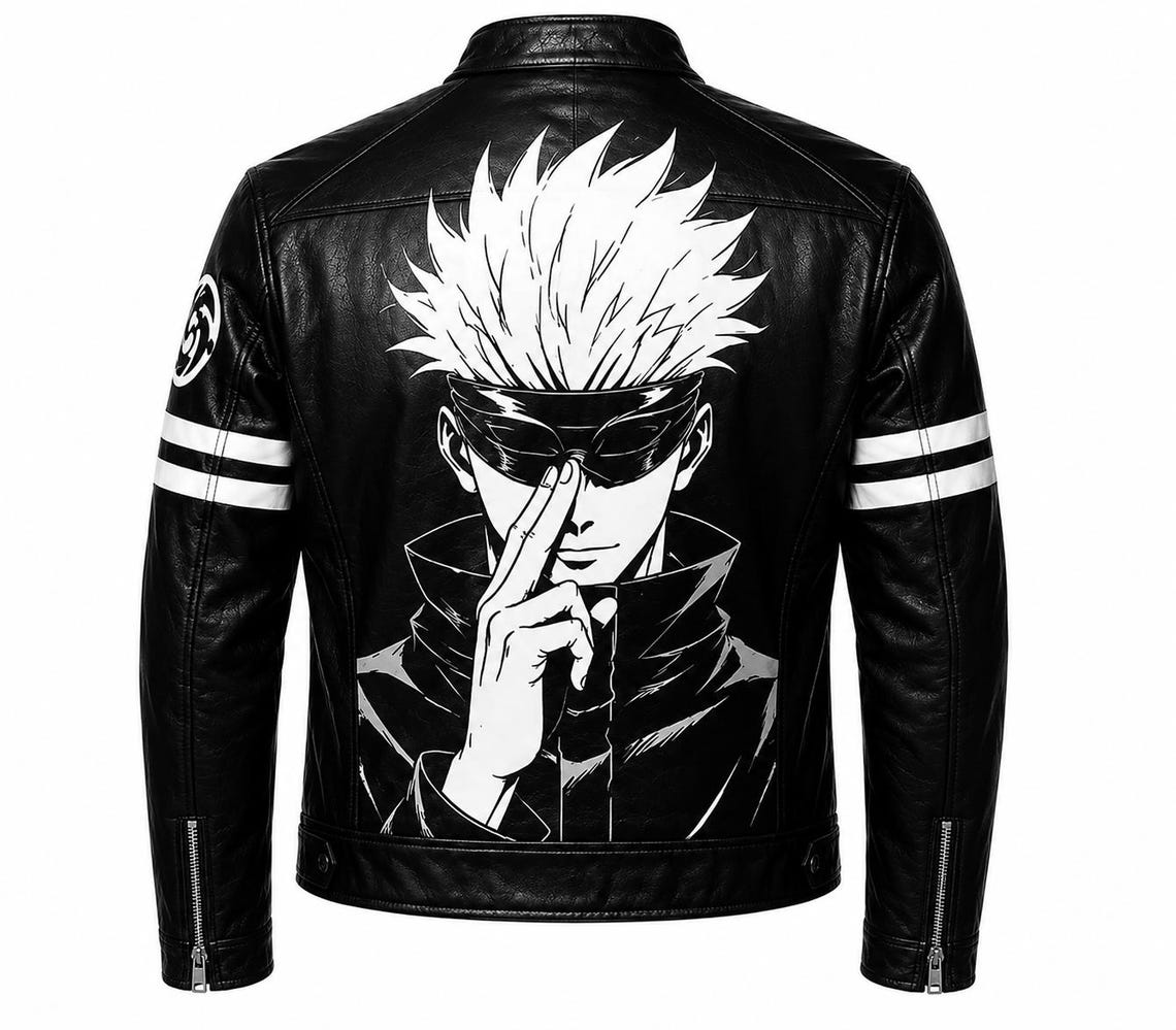 Anime Blindfold Naruto Black Biker Leather Jacket 2 Anime Blindfold Naruto Black Biker Leather Jacket
