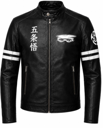 Anime Blindfold Naruto Black Biker Leather Jacket