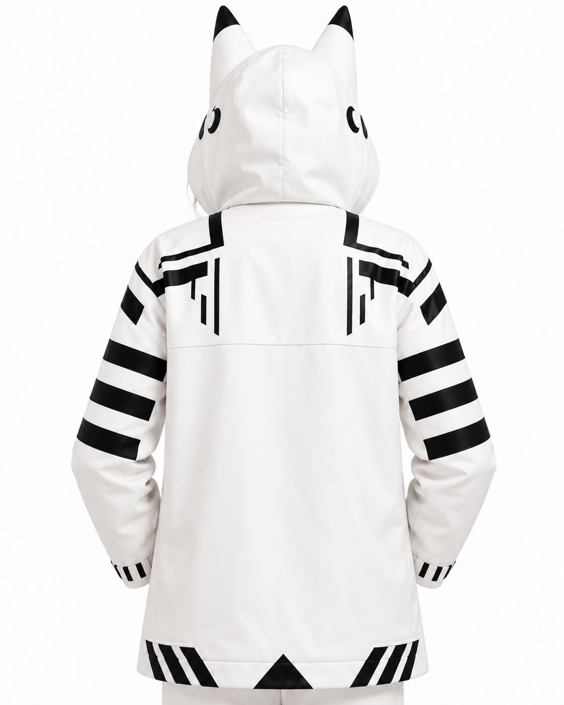 Anime Cat Ear White Black Techwear Hooded Cotton Jacket 2 Anime Cat Ear White Black Techwear Hooded Cotton Jacket