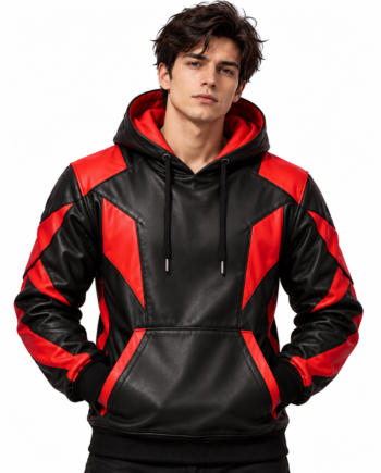 Anime Halloween Gothic Cyberpunk Black Leather Hoodie